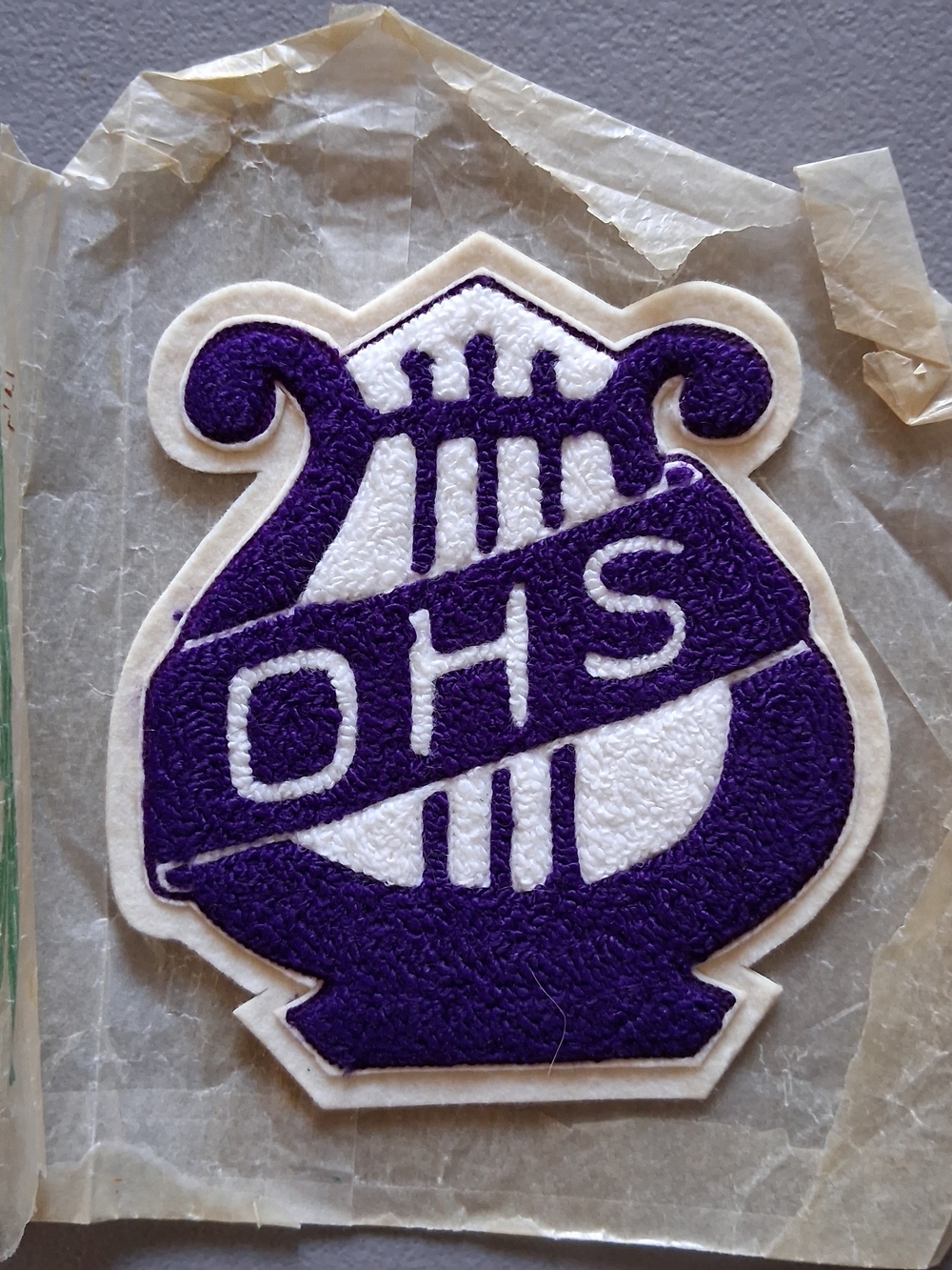 Neff Purple and Cream Chenille School Emblem Patch
